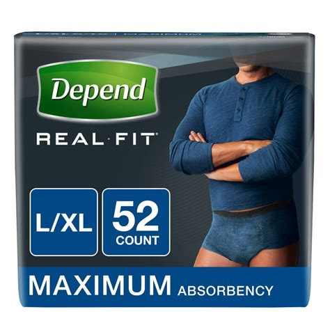 <b>Depend</b> <b>Real</b> <b>Fit</b> Adult Incontinence Underwear for <b>Men</b>, L/XL, Black, 52Ct. . Real fit depends for men